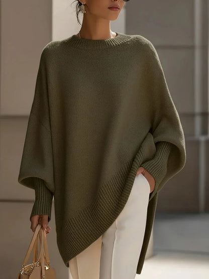 Women's Oversized Knit Sweater – Batwing Sleeve Loose Fit Pullover