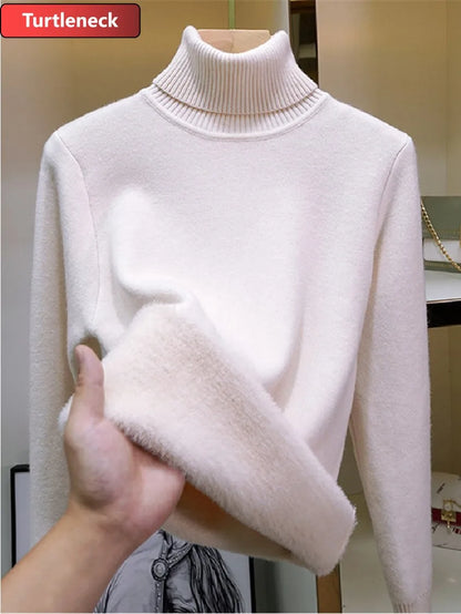 Soft Velvet Turtleneck Sweater – Elegant Winter Knit Top