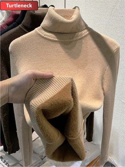 Soft Velvet Turtleneck Sweater – Elegant Winter Knit Top