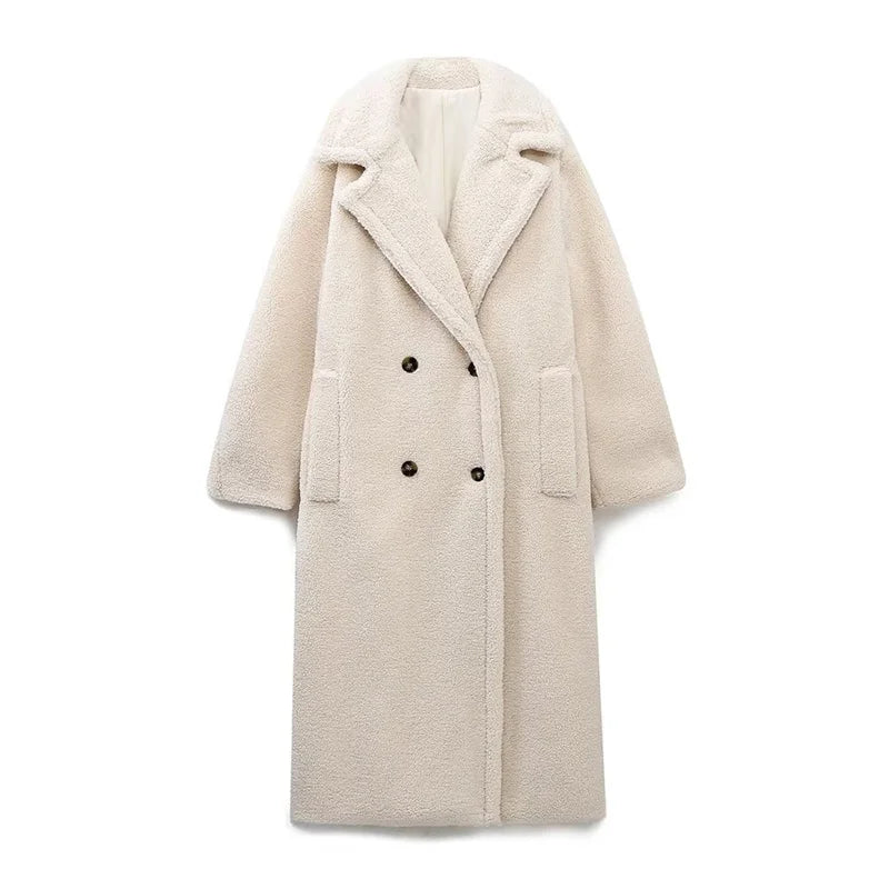 Women's Long Teddy Fleece Coat | Elegant Winter Coat