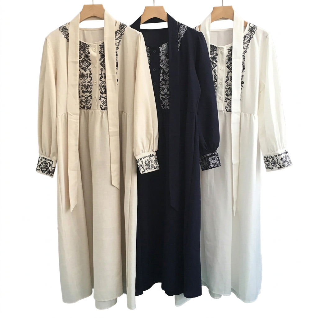 Elegant Embroidered Maxi Abaya – Women's Modest Dress
