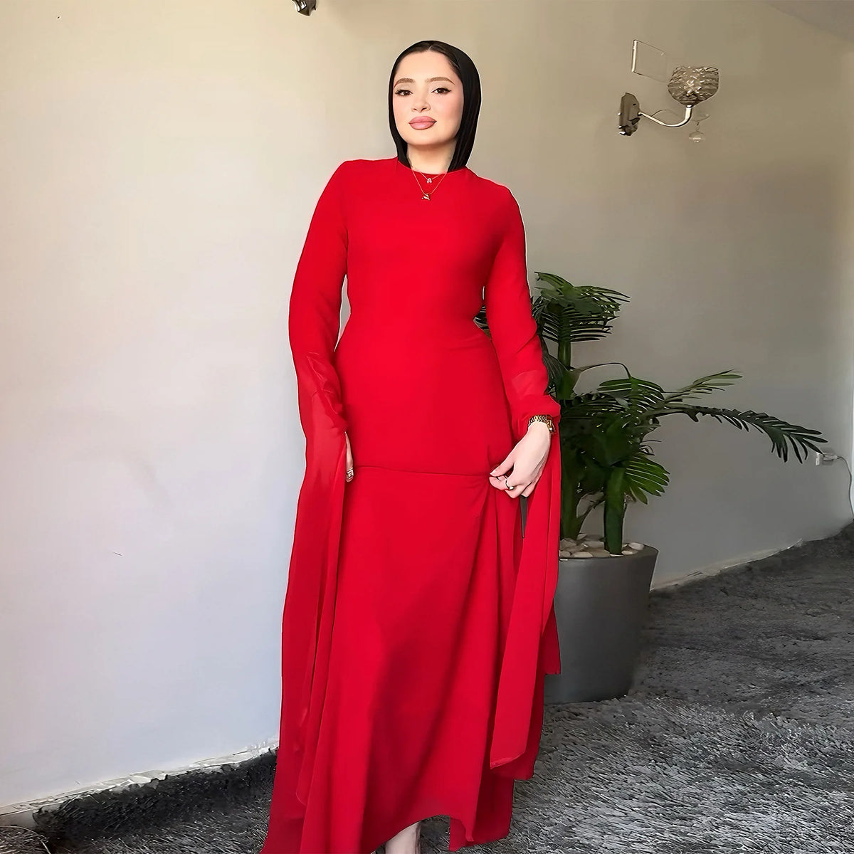 Elegant  Abaya – Sweet Solid Party Dress