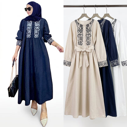 Elegant Embroidered Maxi Abaya – Women's Modest Dress