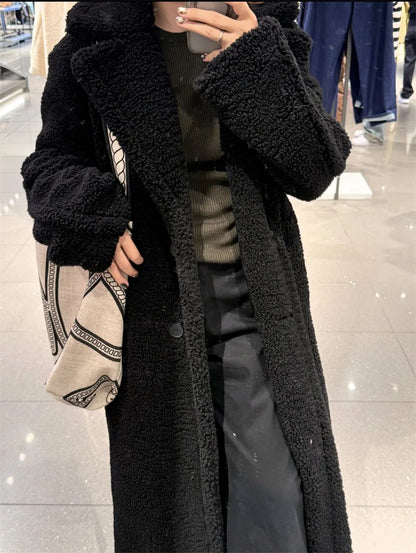 Women's Long Teddy Fleece Coat | Elegant Winter Coat