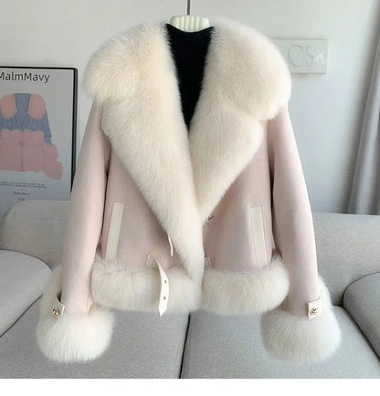 2026 Women’s Faux Fox Fur Coat – Warm Winter Short Coat