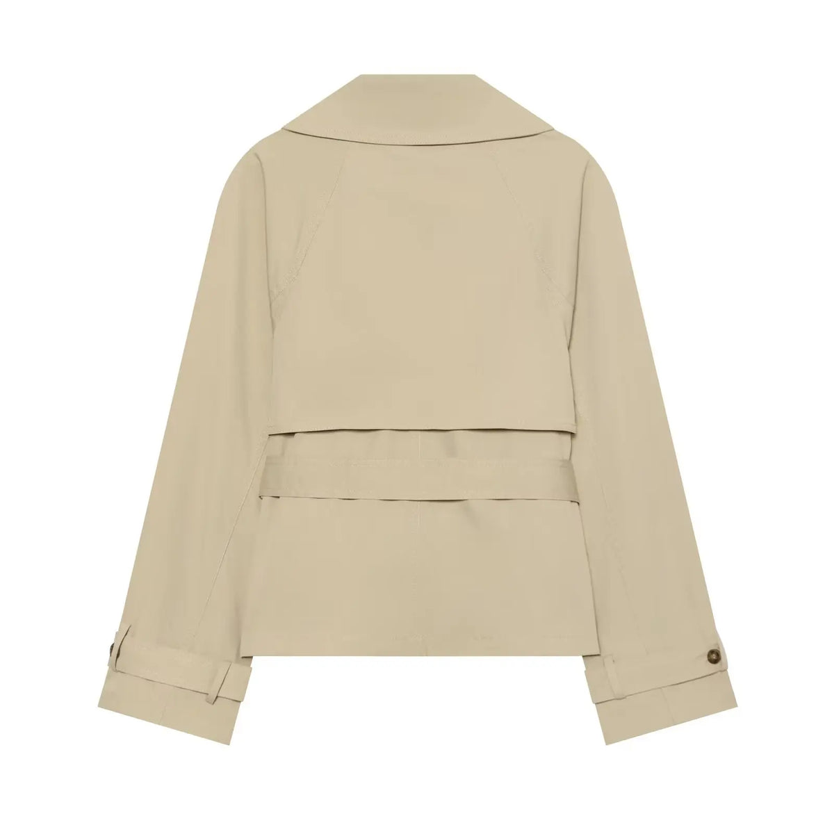 Women's Short Trench Coat – Double-Breasted Belted Jacket