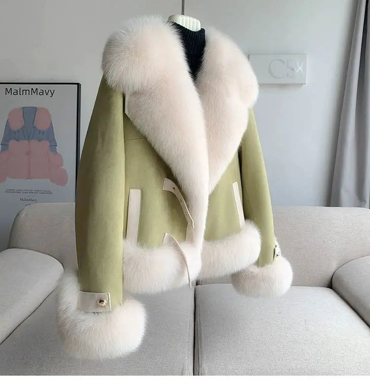 2026 Women’s Faux Fox Fur Coat – Warm Winter Short Coat