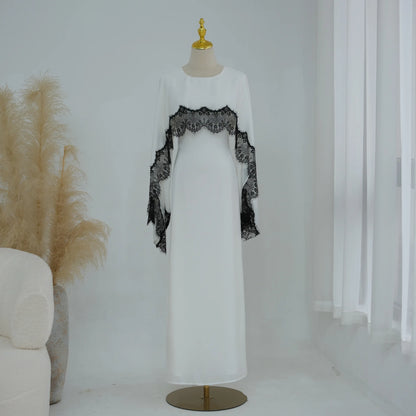 Elegant Lace Trim Modest Maxi Dress