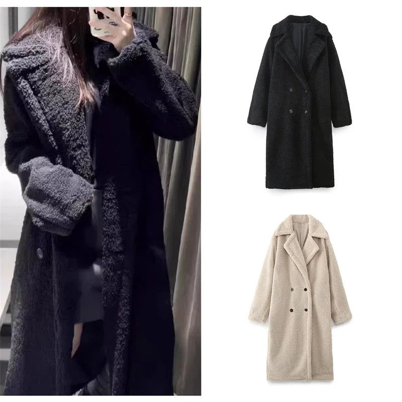 Women's Long Teddy Fleece Coat | Elegant Winter Coat