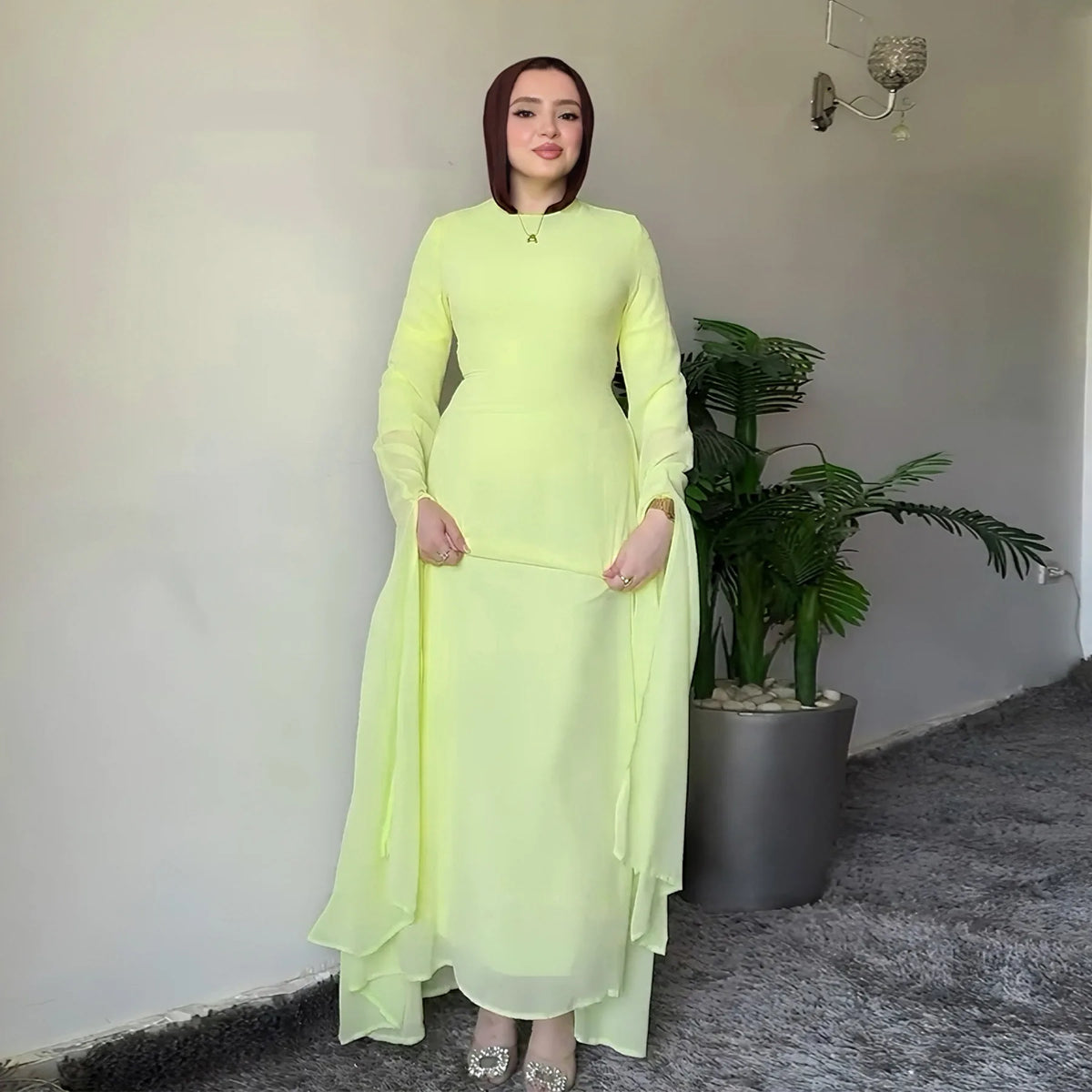 Elegant  Abaya – Sweet Solid Party Dress