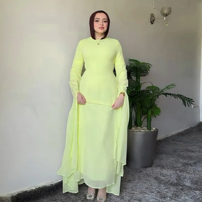 Elegant  Abaya – Sweet Solid Party Dress