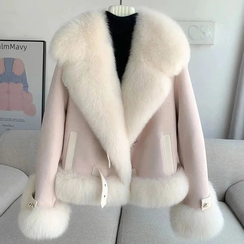2026 Women’s Faux Fox Fur Coat – Warm Winter Short Coat