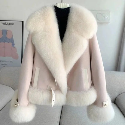 2026 Women’s Faux Fox Fur Coat – Warm Winter Short Coat