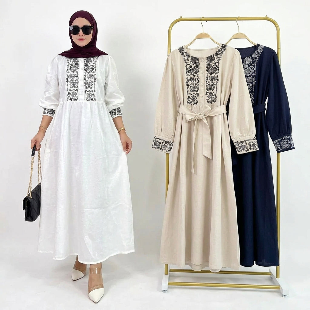 Elegant Embroidered Maxi Abaya – Women's Modest Dress