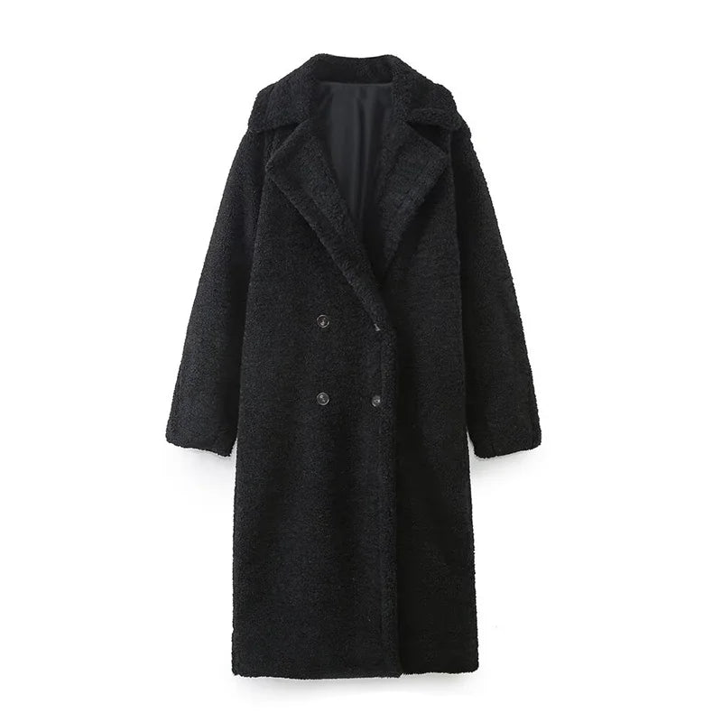 Women's Long Teddy Fleece Coat | Elegant Winter Coat