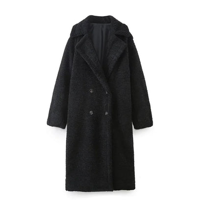 Women's Long Teddy Fleece Coat | Elegant Winter Coat