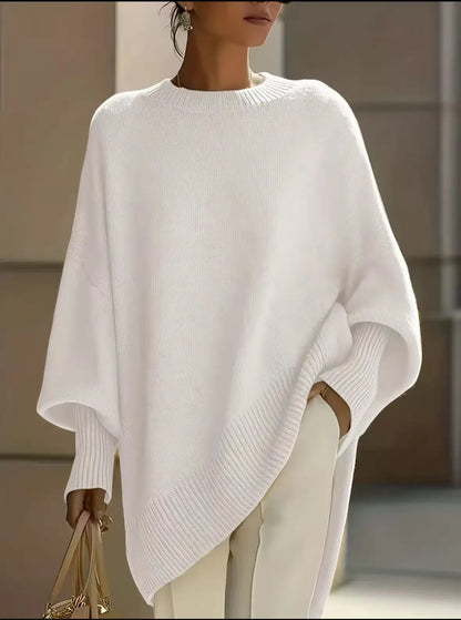 Women's Oversized Knit Sweater – Batwing Sleeve Loose Fit Pullover