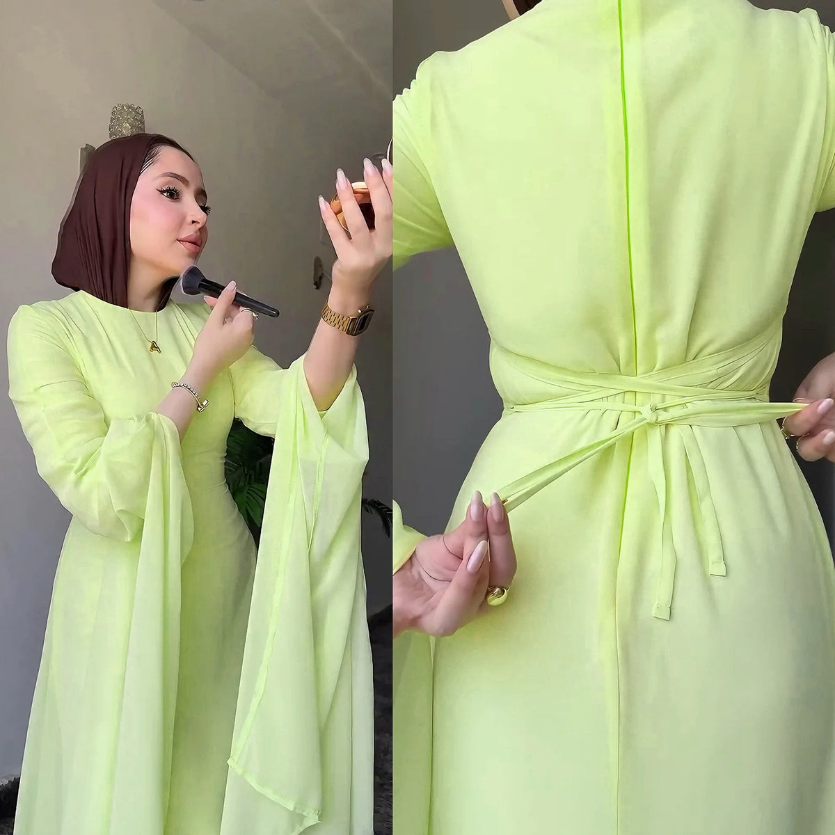 Elegant  Abaya – Sweet Solid Party Dress