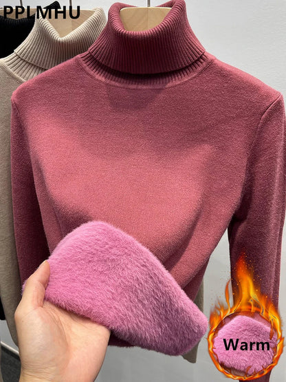Soft Velvet Turtleneck Sweater – Elegant Winter Knit Top