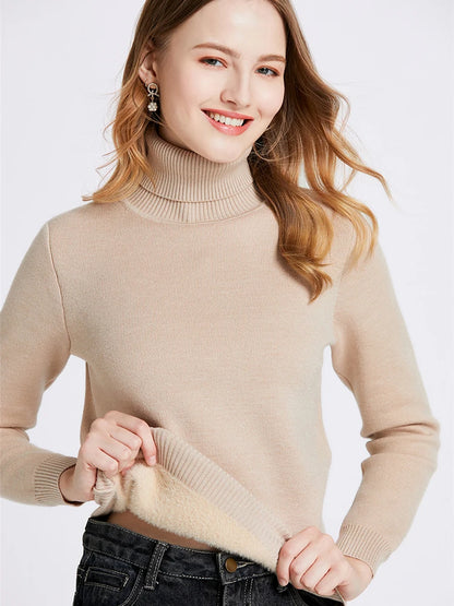 Soft Velvet Turtleneck Sweater – Elegant Winter Knit Top