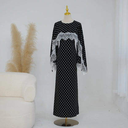 Elegant Lace Trim Modest Maxi Dress