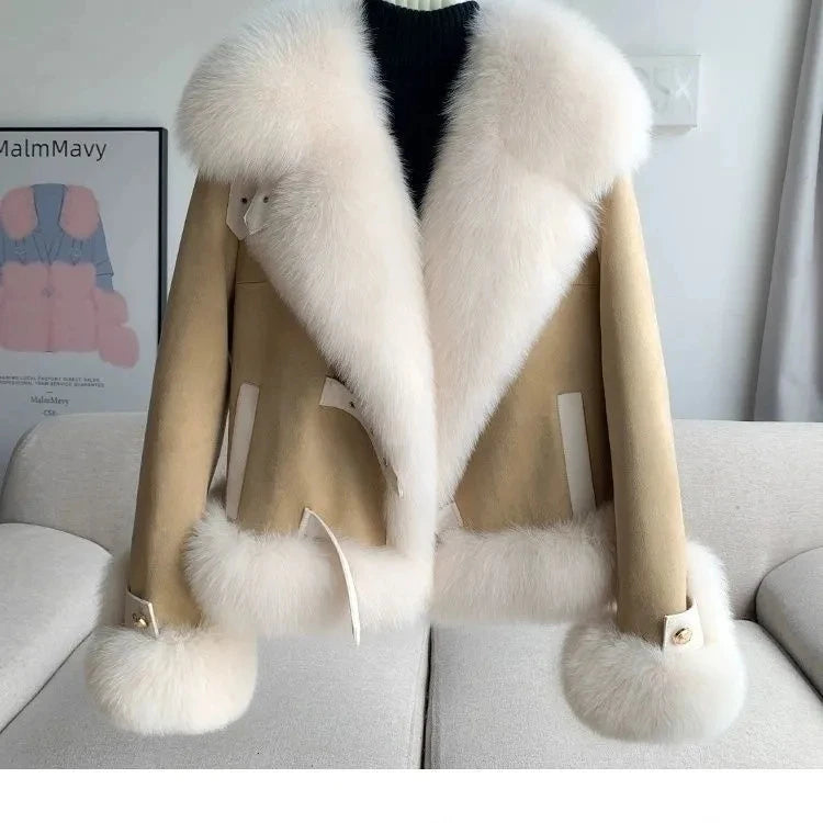2026 Women’s Faux Fox Fur Coat – Warm Winter Short Coat