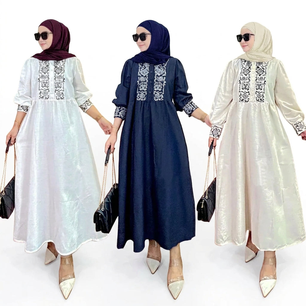 Elegant Embroidered Maxi Abaya – Women's Modest Dress