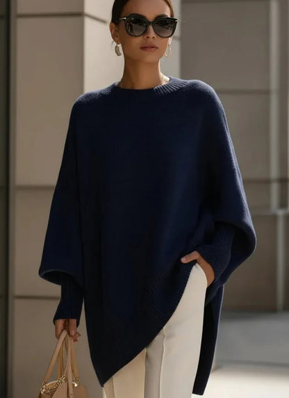 Women's Oversized Knit Sweater – Batwing Sleeve Loose Fit Pullover