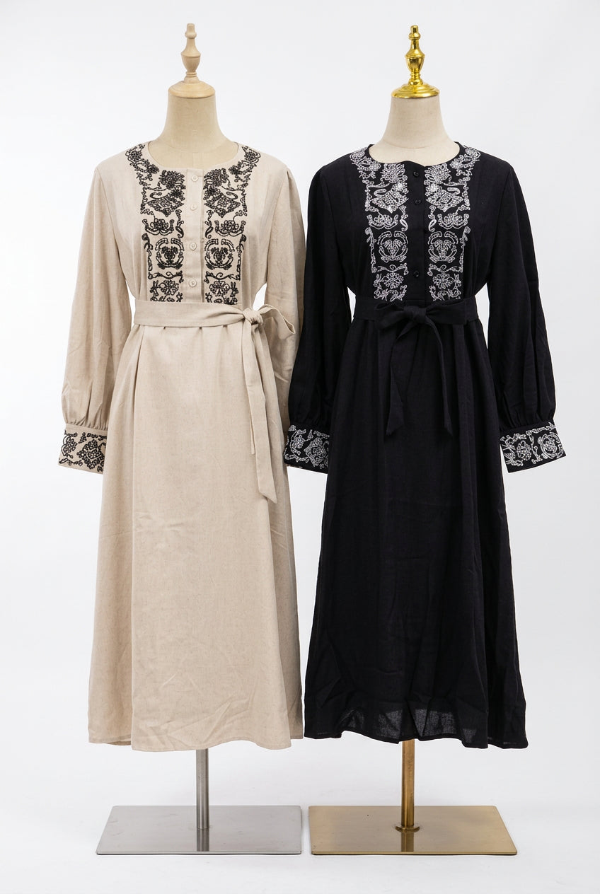 Elegant Embroidered Maxi Abaya – Women's Modest Dress