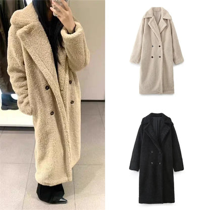 Women's Long Teddy Fleece Coat | Elegant Winter Coat