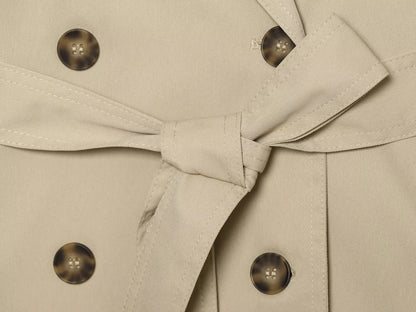 Women's Short Trench Coat – Double-Breasted Belted Jacket