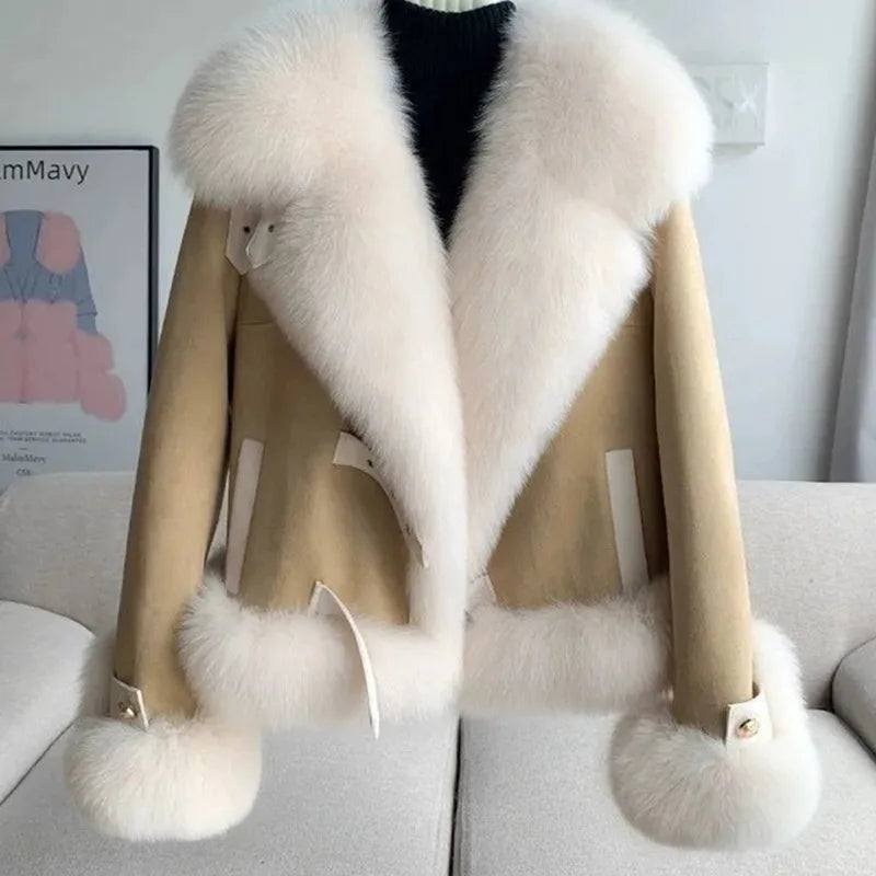 2026 Women’s Faux Fox Fur Coat – Warm Winter Short Coat
