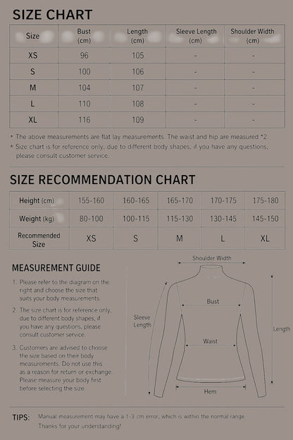 Anab Abaya size chart and measurement guide for women's belted coat featuring bust, length, and sleeve dimensions.