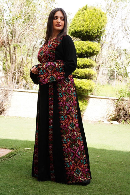 Palestinian Thobe Tatreez Embroidery Front and Back Six Strips Red And  Black