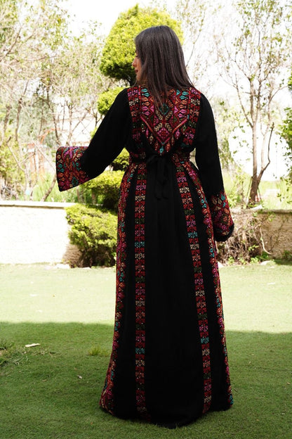 Palestinian Thobe Tatreez Embroidery Front and Back Six Strips Red And  Black