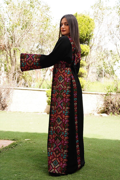Palestinian Thobe Tatreez Embroidery Front and Back Six Strips Red And  Black