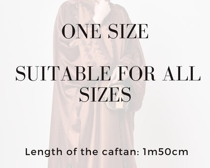 Trendy Red-Brown open caftan, Embroidered moroccan kaftan, Abaya, Arabic dress, Moroccan kimono, Gift for her, Birthday or maternity gift.