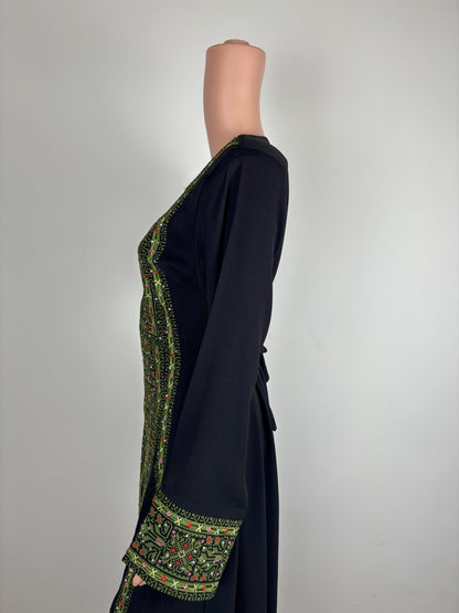 Palestinian Thobe Thob Embroidery Tatreez Green and  Black Wide Strips