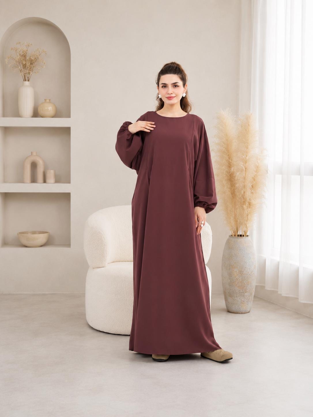 Breastfeeding Abaya: Comfortable Modest Full-Length Loose Fit Dress