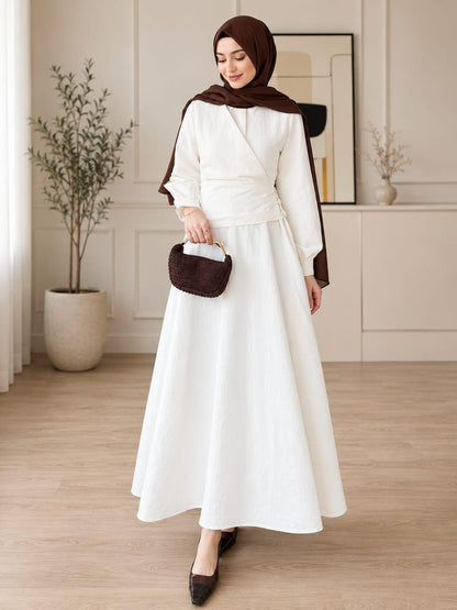 Modest Maxi Dress, Long Sleeve Wrap Dress, Elegant Muslim Dress