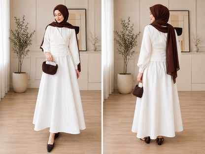 Modest Maxi Dress, Long Sleeve Wrap Dress, Elegant Muslim Dress