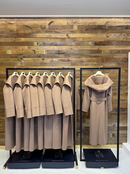Coat Elegant double sided wool hooded coat