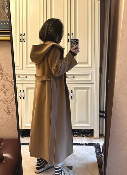 Coat Elegant double sided wool hooded coat