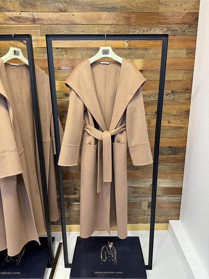 Coat Elegant double sided wool hooded coat