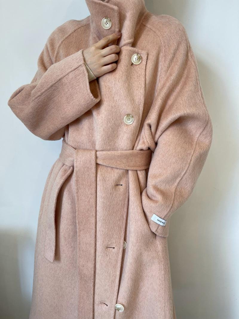 Women’s Wool-Blend Style Long Coat | Stand Collar Belted Winter Coat | Loose Fit Single-Breasted Outerwear | Elegant Camel Coat