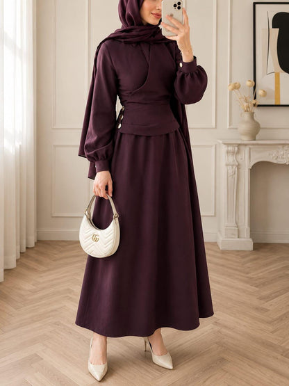 Modest Maxi Dress, Long Sleeve Wrap Dress, Elegant Muslim Dress