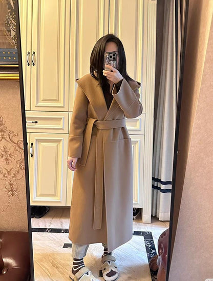 Coat Elegant double sided wool hooded coat