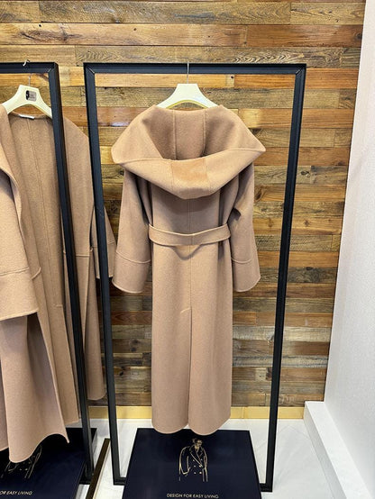 Coat Elegant double sided wool hooded coat