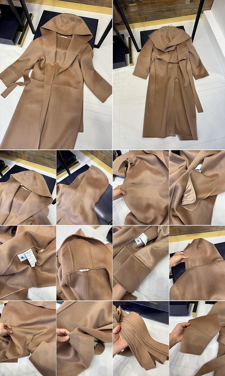 Coat Elegant double sided wool hooded coat