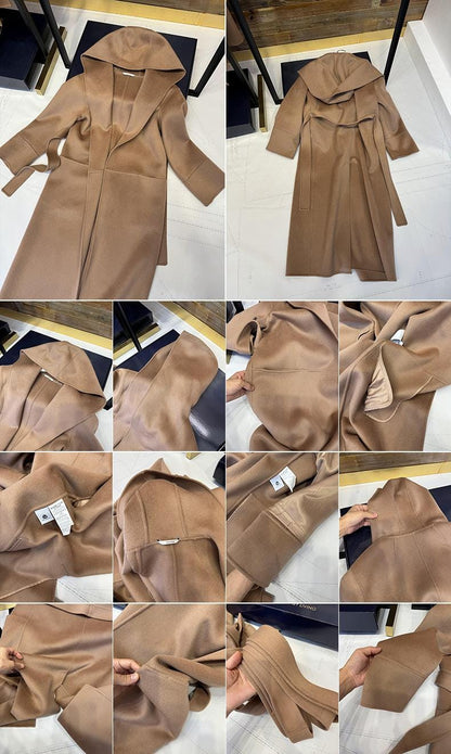 Coat Elegant double sided wool hooded coat